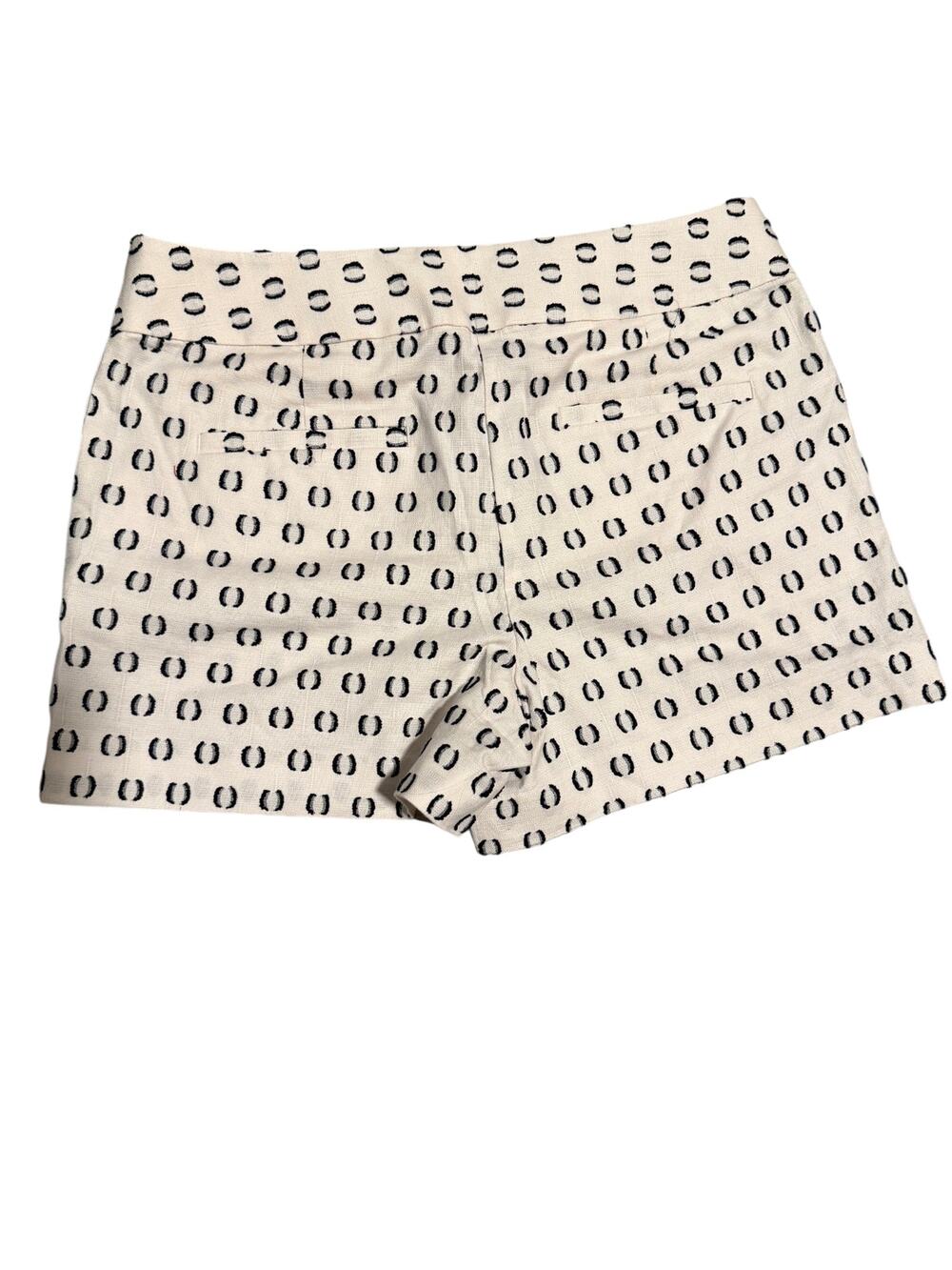 LOFT Womens Size 6 White Black Printed Linen Blend Tailored Shorts Pockets